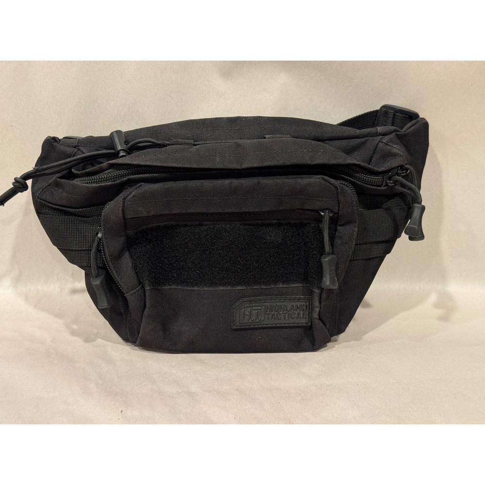 Highland Tactical Black Waist Pack Fanny Pack MOLLE Utility Bag Organizer
